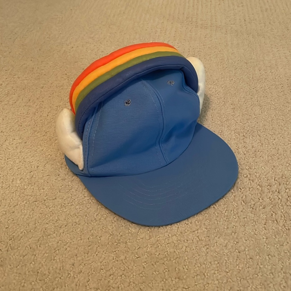 Baseball style cap. Adjustable band in rear to accommodate different head sizes